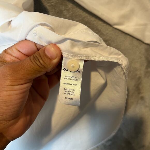 Athleta Bright White Nopa Button Up Over Sized Long Sleeve Shirt Sz Small Womens - Picture 6 of 9